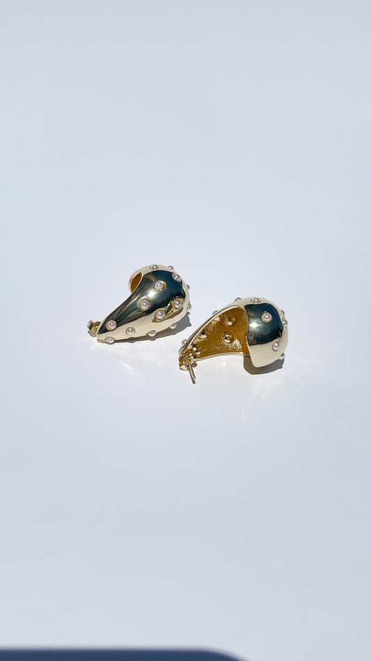 Pearl-Studded Gold Earrings